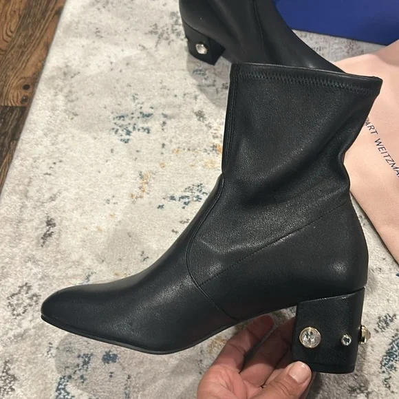 Stuart Weitzman Allshine 60 Leather Bootie in black size 7 NWT - Picture 7 of 13